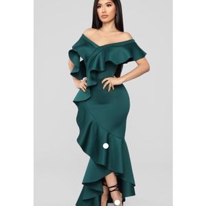 Emerald Ruffled Gown